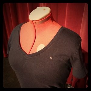 Navy Tommy Hilfiger V-Neck Flag Tee